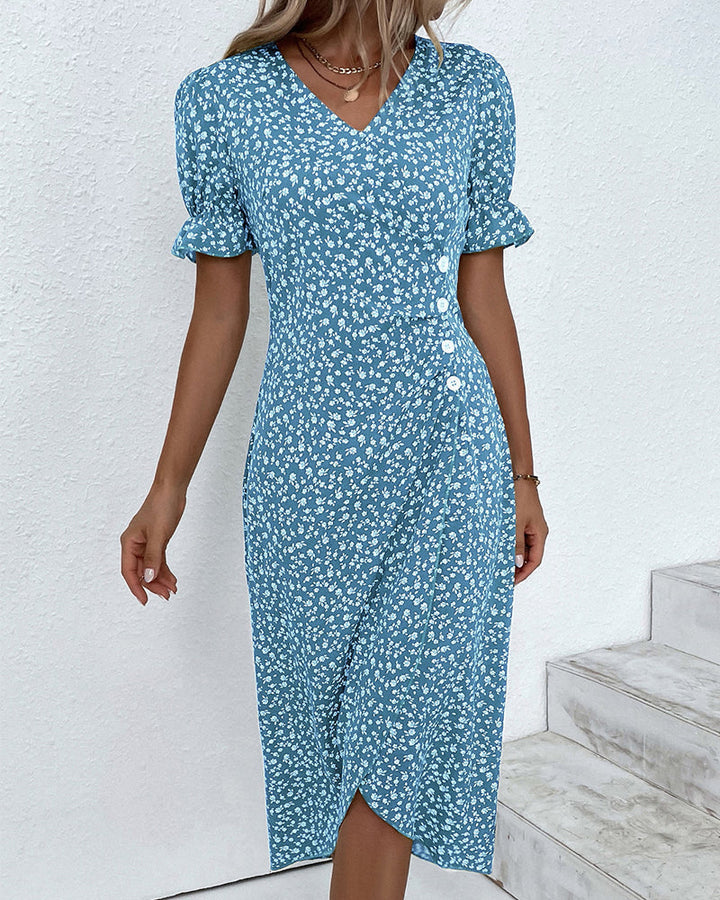 Glorielle™ | Chic Floral V-Neck Dress (Almost Sold Out)