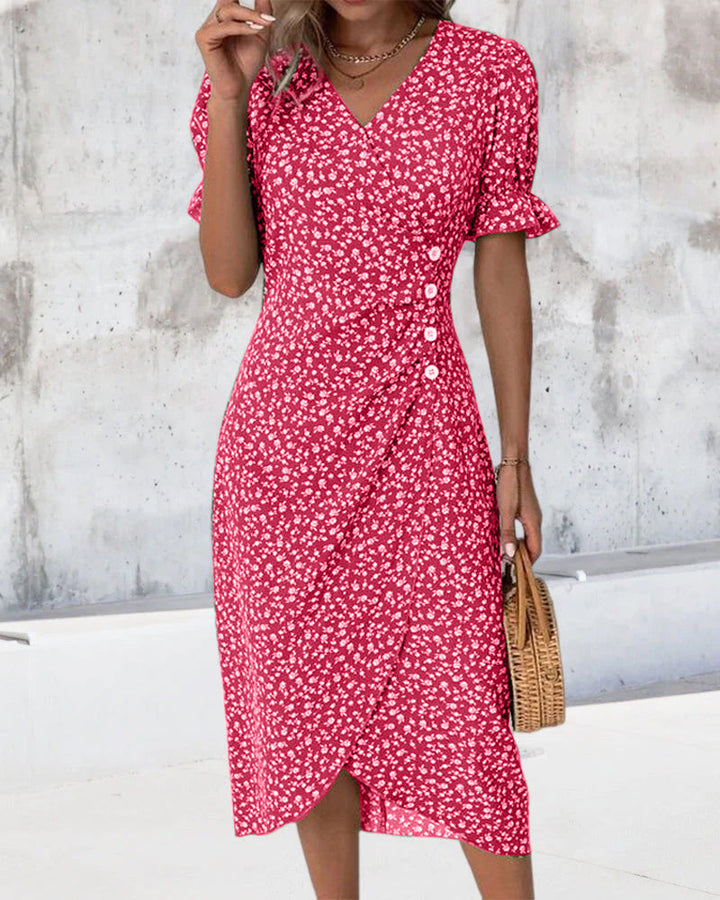 Glorielle™ | Chic Floral V-Neck Dress (Almost Sold Out)