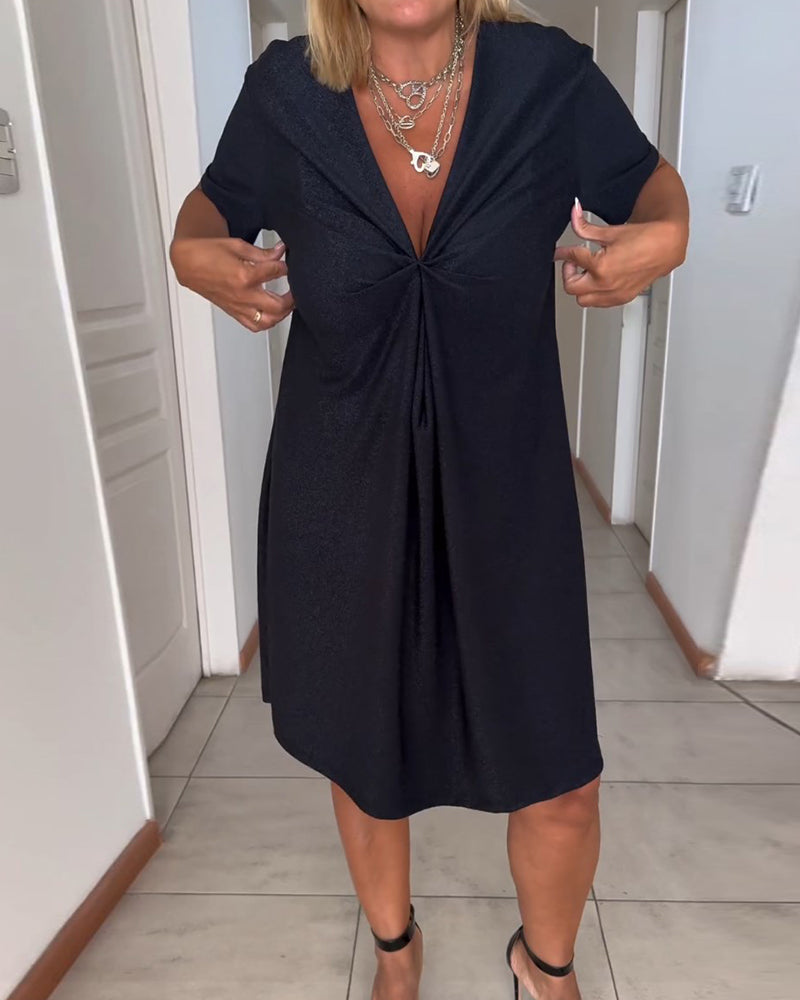 Melia™ | Chic V-Neck Twist Dress (Almost Sold Out)