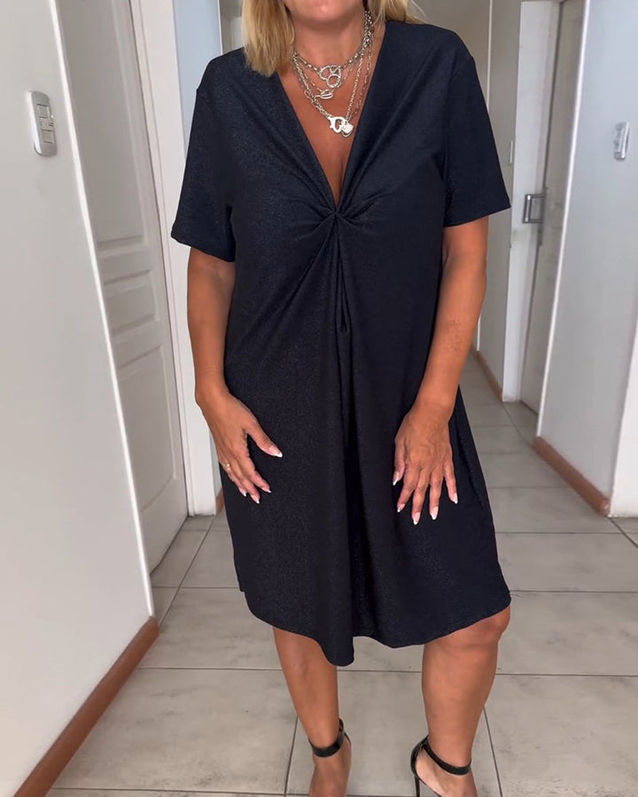 Melia™ | Chic V-Neck Twist Dress (Almost Sold Out)