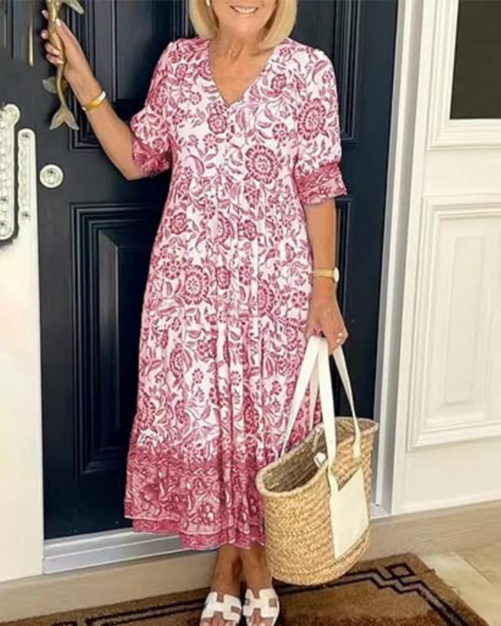 Heathia™ | Luxe Bohemian V-Neck Dress
