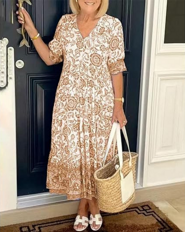 Heathia™ | Luxe Bohemian V-Neck Dress