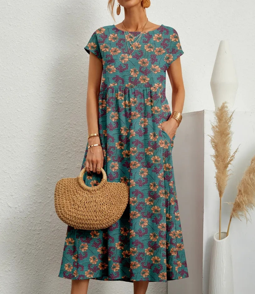 Sashira™ | Slimming Floral Midi Dress (Almost Sold Out)